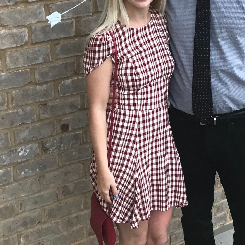 REFORMATION Plaid Print Mini Dress